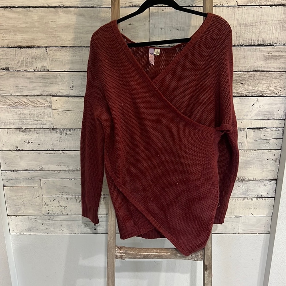 Burgundy Crisscross Sweater